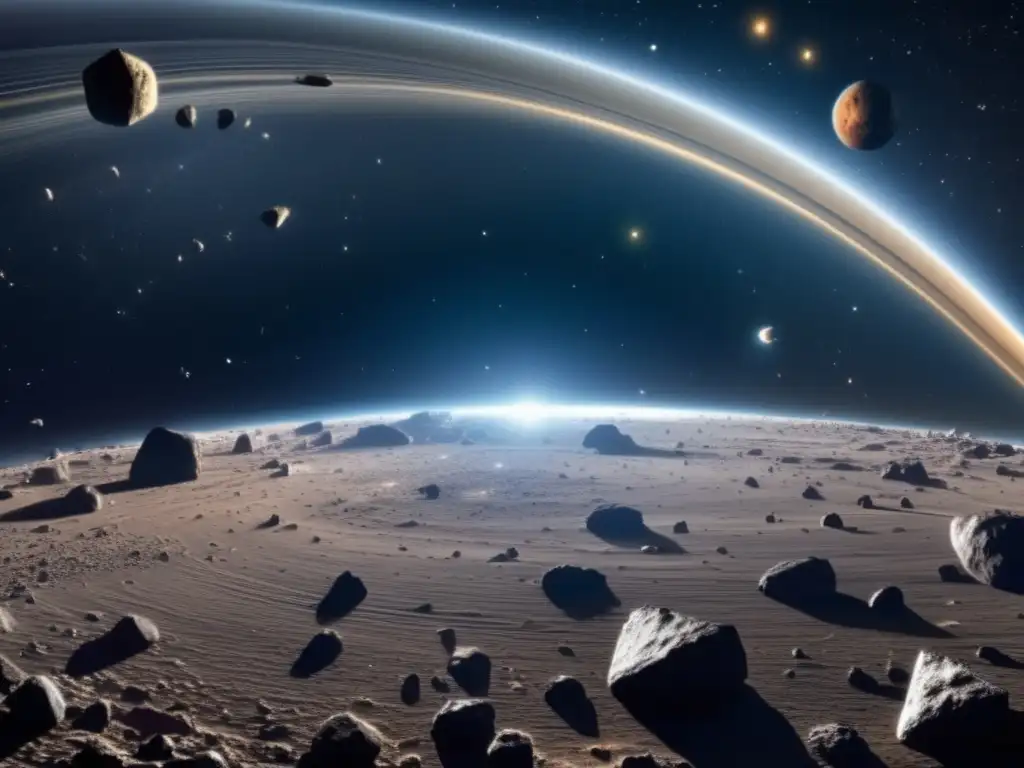 Espectacular imagen del cinturón de asteroides Mitos y realidades de asteroides: Impresionante imagen del cinturón de asteroides, lleno de objetos celestes de distintos tamaños y formas