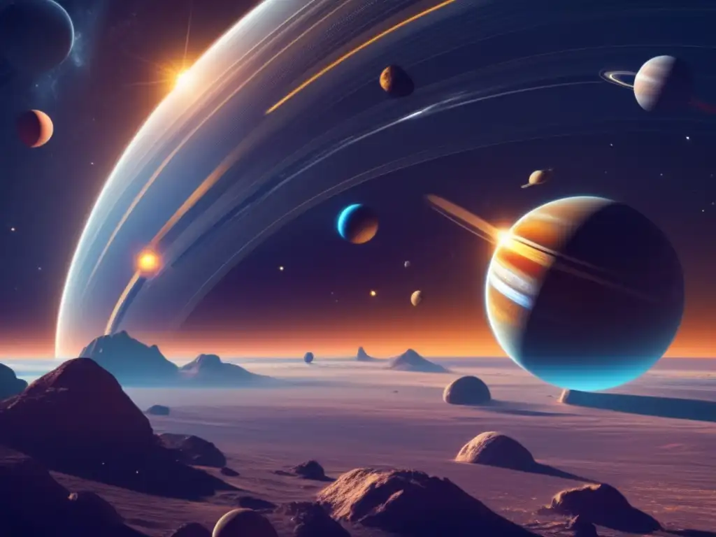 Ilustración moderna del sistema solar, con la Tierra en el centro