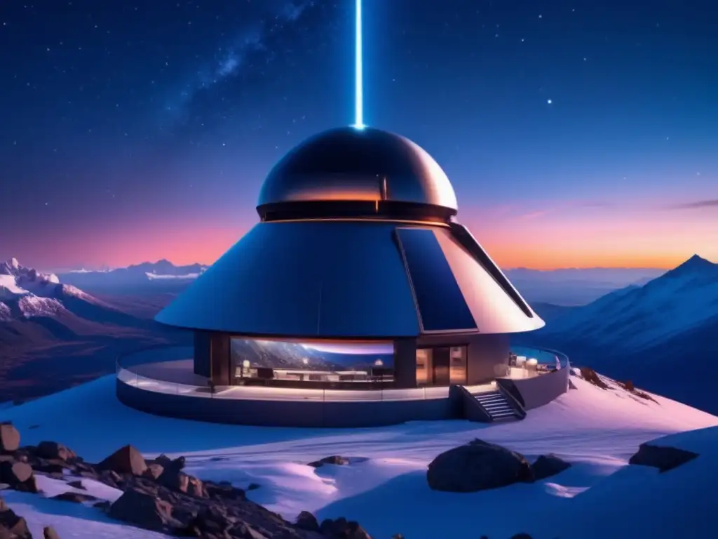 Estación de monitoreo avanzada en la cima de la montaña Estación de monitoreo de última generación en la cima de una montaña con tecnología avanzada y equipo futurista