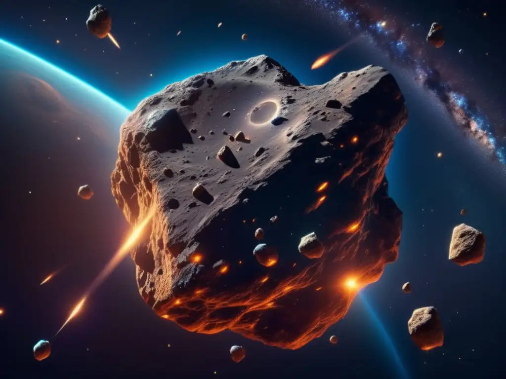 Asteroides flotando en el espacio Investigación asteroides múltiples: Asombrosa imagen 8k con cluster de asteroides flotando en el espacio