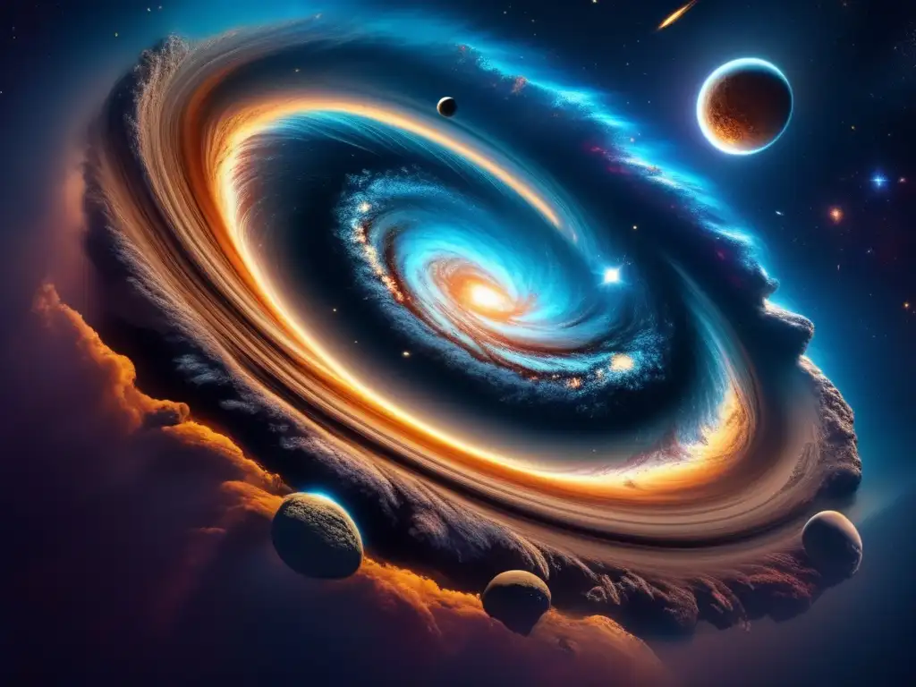 Galaxia espiral con asteroides Descubre museos cósmicos fascinantes