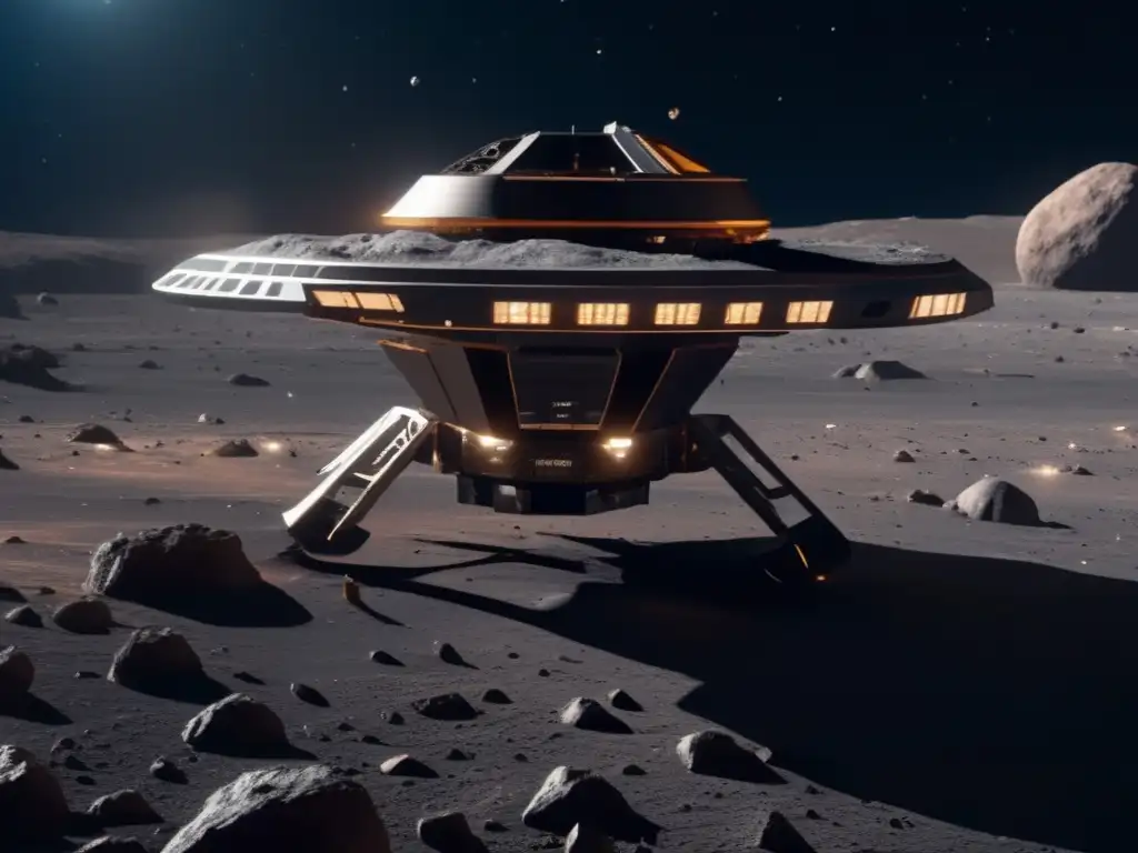 Espacio y descubrimiento: Nave espacial recolectando muestras Nave espacial avanzada recolecta muestras de asteroide en el espacio - Importancia asteroides en ciencia