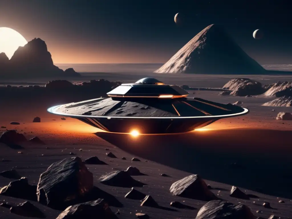 Nave espacial futurista en asteroide: desafíos de rutas autónomas en exploración (Optimización rutas vehículos autónomos asteroides)