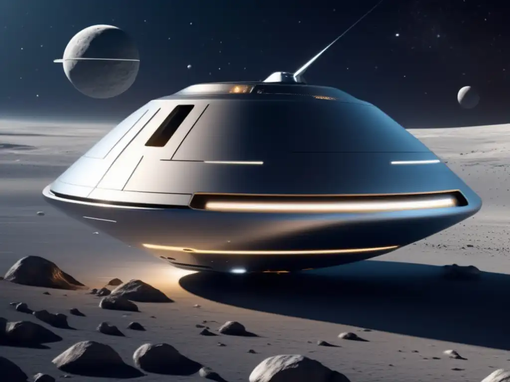 Nave espacial futurista en el espacio Nave espacial futurista en el espacio, exploración de asteroides: misiones y sondas