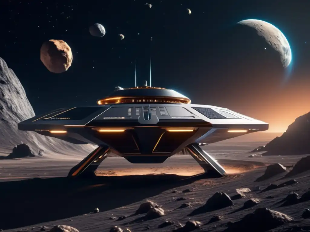 Nave futurista en asteroide: Minería de asteroides como negocio espacial