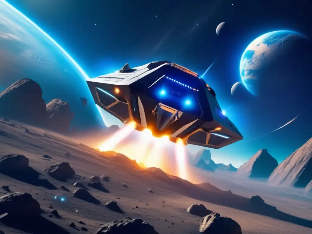 Nave futurista desvía asteroide en ruta colisión