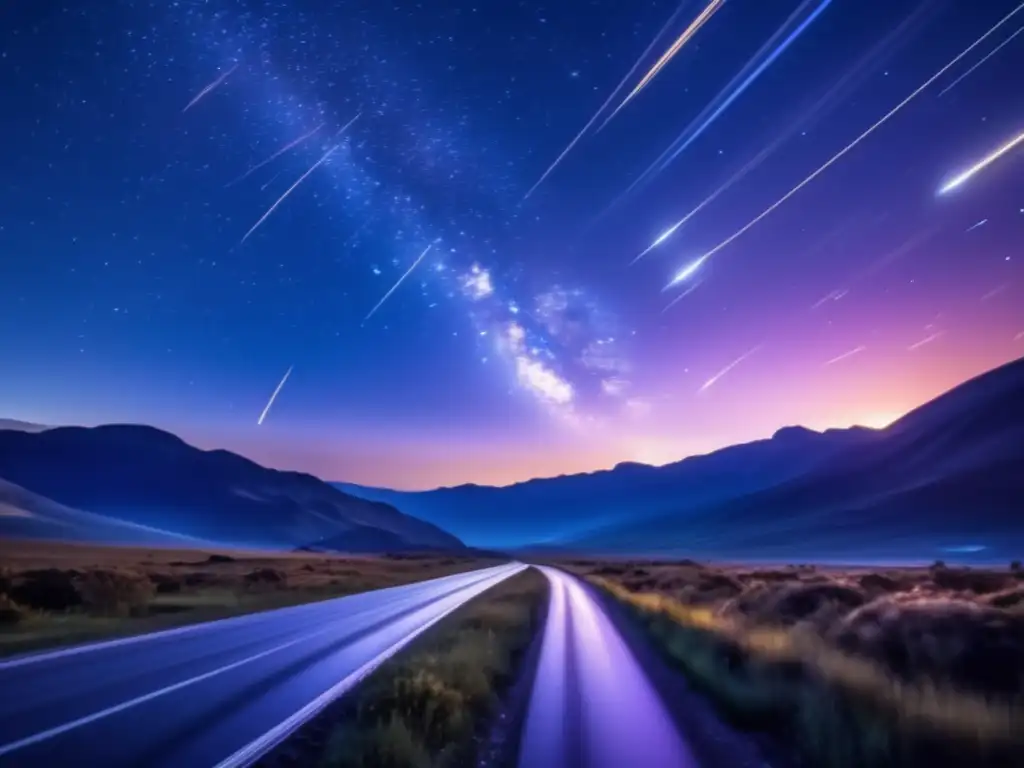 Deslumbrante noche estrellada con meteoros Noche estelar con meteoritos: belleza y poder en movimiento