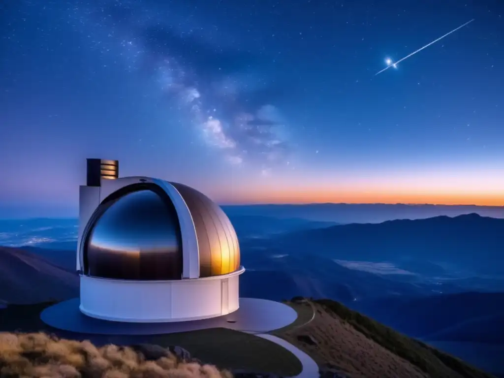 Observatorio de alta tecnología mapeando asteroides ocultos en un cielo estrellado