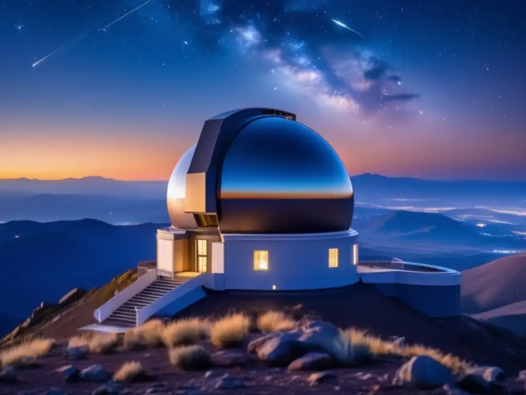 Observatorio astronómico en la montaña Observatorio avanzado busca asteroides en el universo