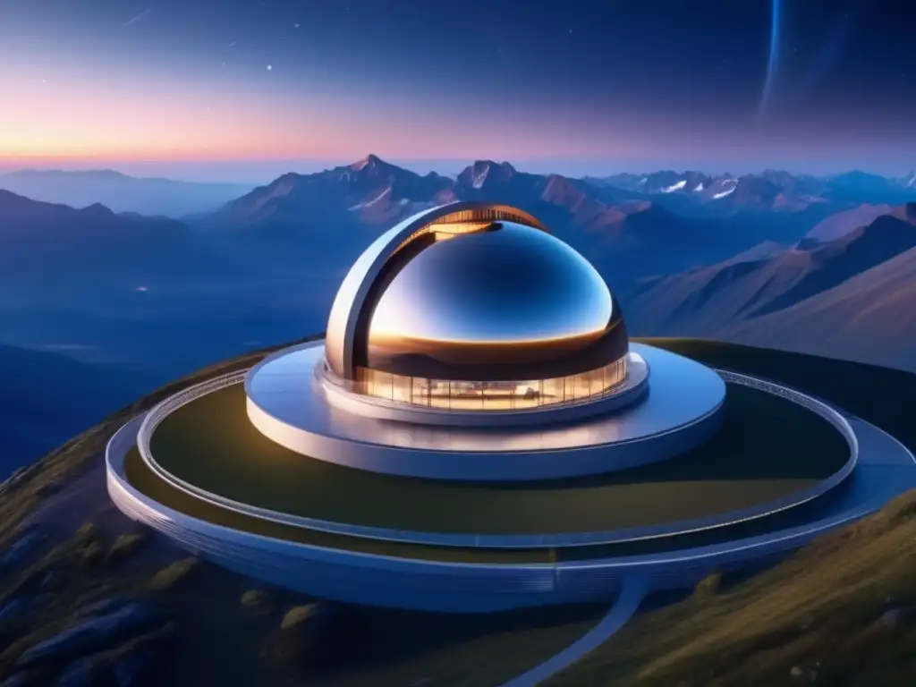 Observatorio avanzado en la cima de una montaña con telescopios de vanguardia