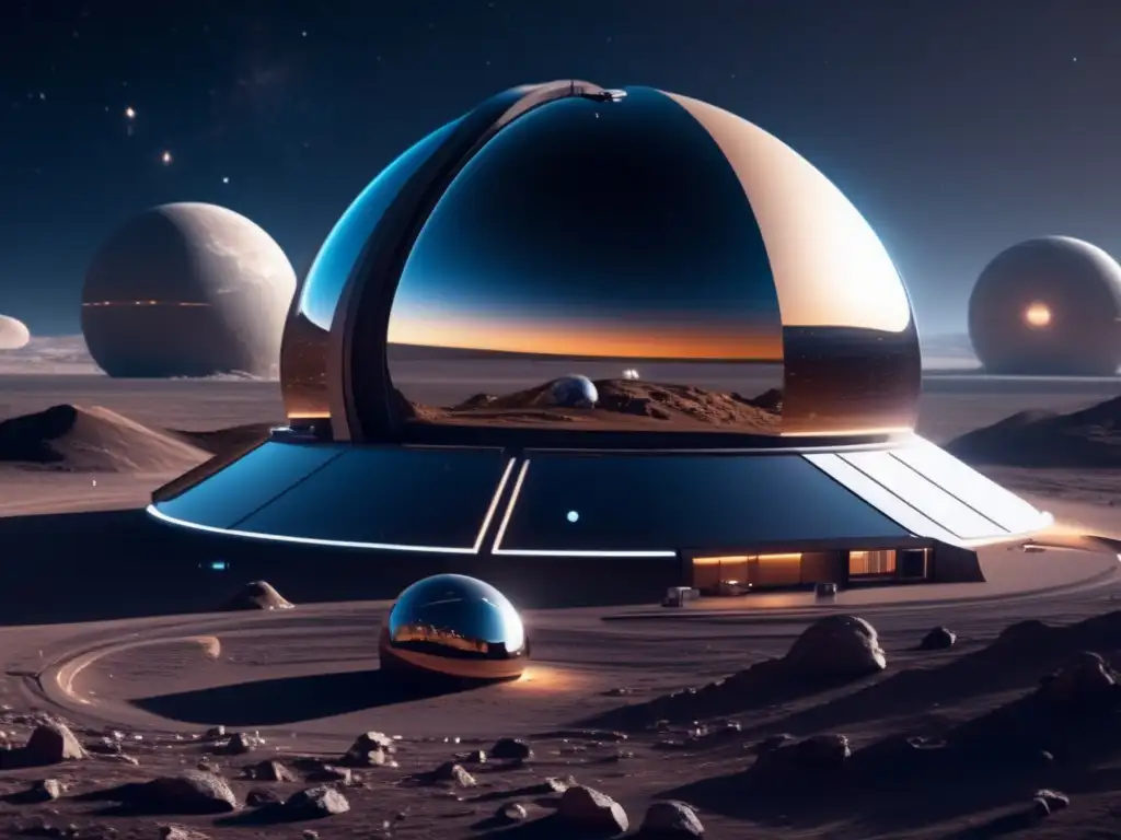 Observatorio espacial futurista en asteroide remoto Observatorio espacial futurista en asteroide remoto