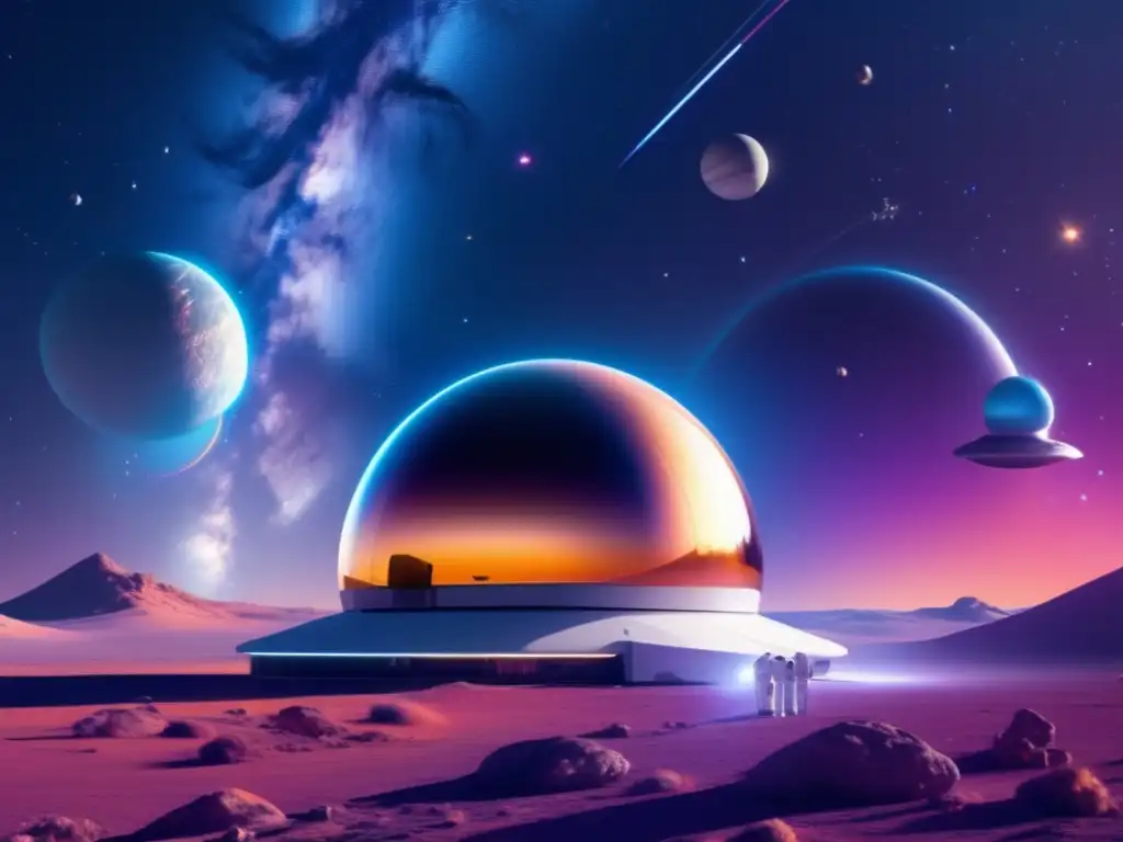 Observatorio espacial moderno, científicos analizan datos y vigilan asteroides