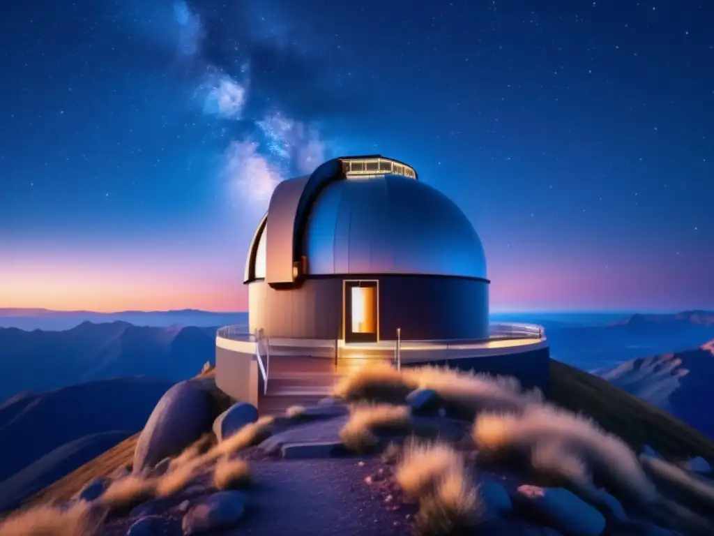 Observatorio en la cima de montaña estrellada Observatorio en la montaña: estrategias defensa planetaria asteroides
