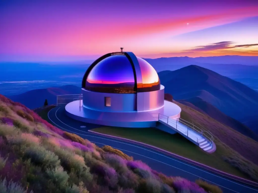 Observatorio moderno en la cima de una montaña