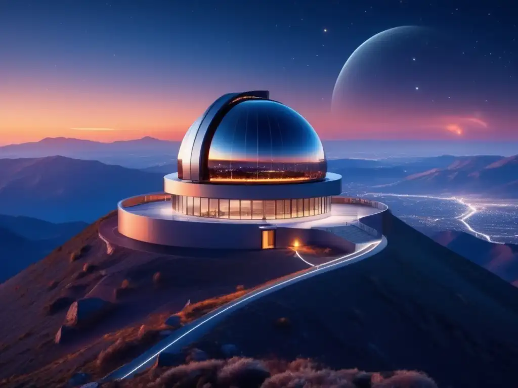 Observatorio astronómico moderno y estrellas Observatorio vanguardista escanea riesgo asteroides cercanos a la Tierra