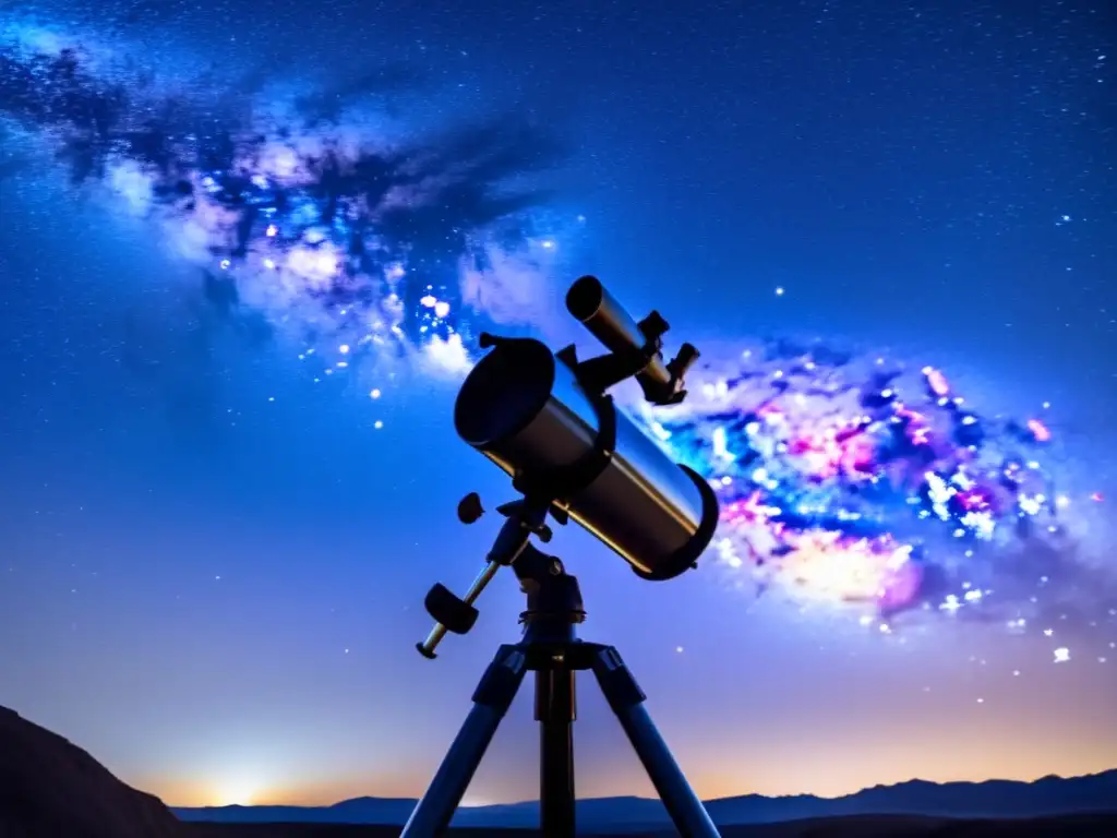 Noche estrellada con telescopio Guía ocultaciones asteroides: noche estrellada, telescopio, montañas, belleza natural, experiencia profesional y moderna
