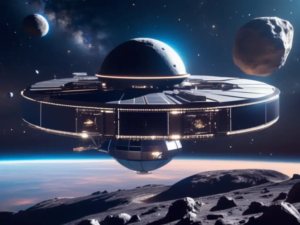 Oportunidades inversión en asteroides basálticos: estación espacial futurista, asteroide oscuro, galaxias infinitas