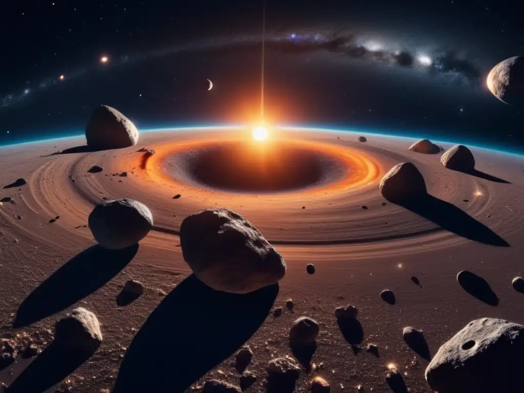 Danza celestial: asteroides y lunas en órbita Órbita de lunas asteroides en cautivadora danza cósmica