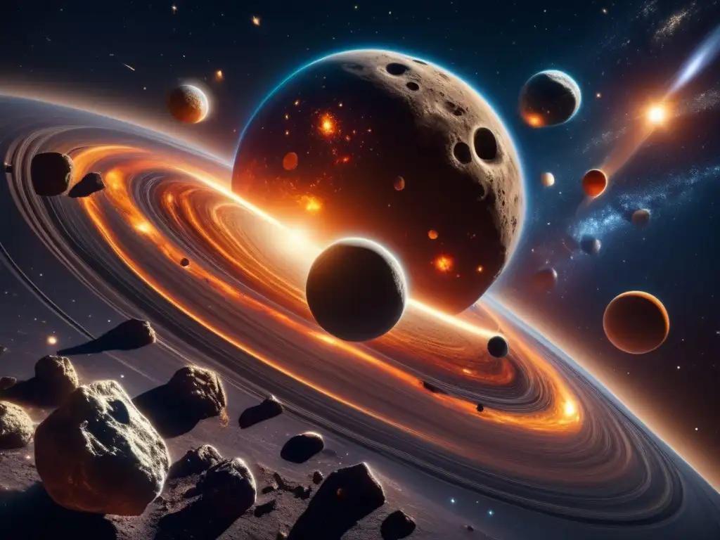 Danza cósmica de asteroides Órbitas asteroides cercanos a la Tierra en cautivante imagen 8K