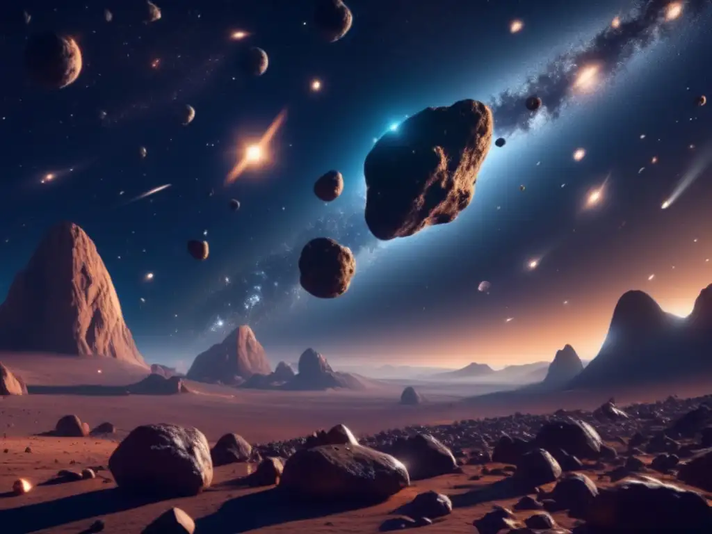 Maravillosa danza de asteroides en el espacio Órbitas de asteroides errantes en el espacio