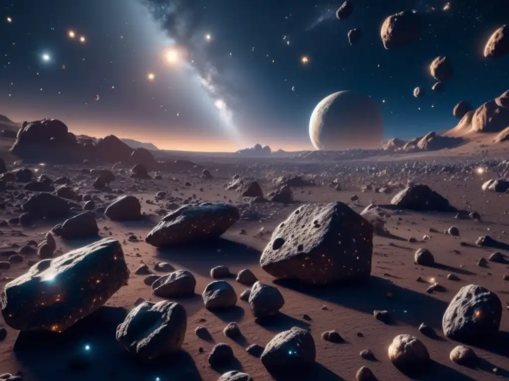Impresionante imagen 8k de asteroides en el espacio Órbitas de asteroides errantes en la vasta belleza cósmica