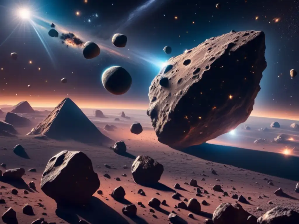 Asteroides amenazantes en el espacio Órbitas de asteroides peligrosos en un cautivador paisaje espacial