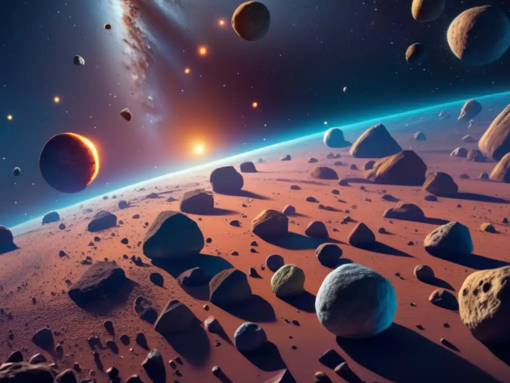 Origen asteroides irregulares, vista 8K