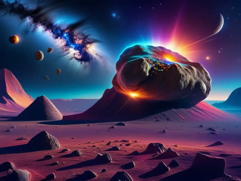 Origen de asteroides en el universo - Awe-inspiring image showcases a cosmic scene with a stunning asteroid surrounded by vibrant nebula