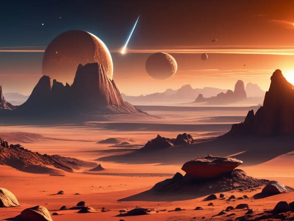 Paisaje alienígena desolado con formaciones rocosas