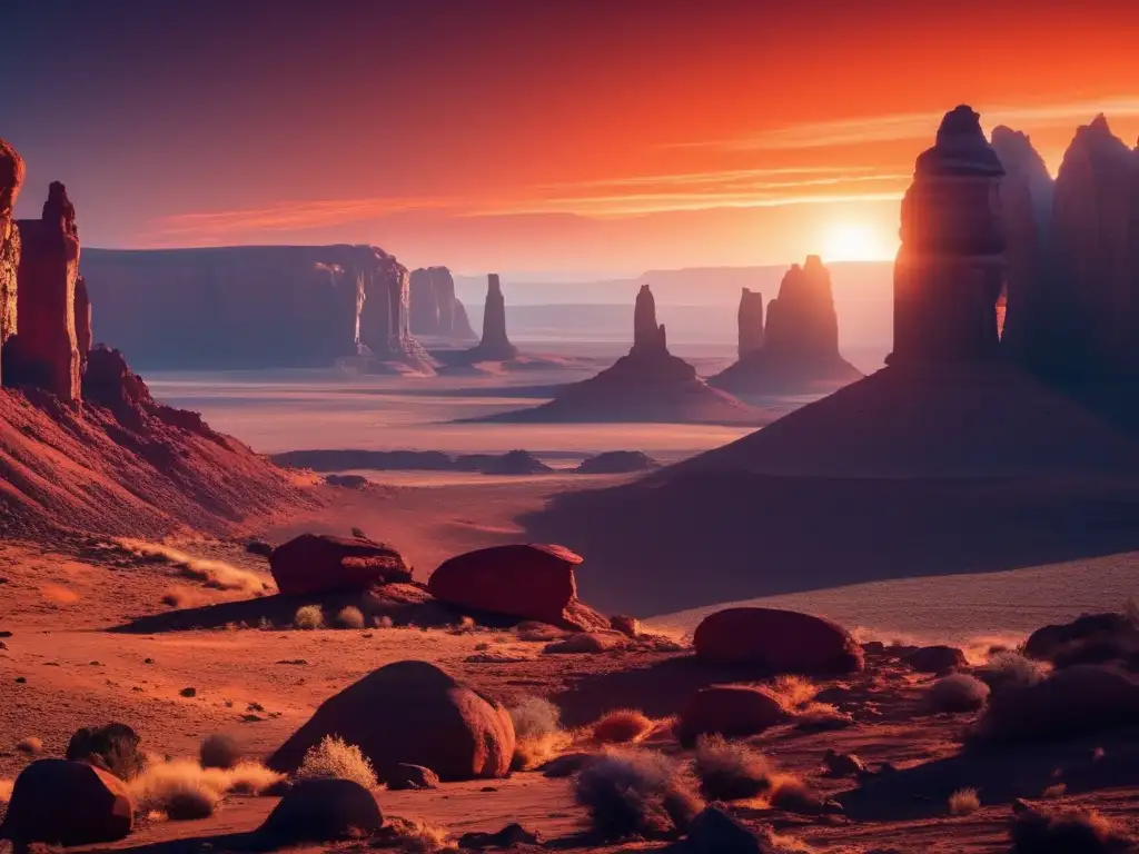 Paisaje alienígena con rocas y pilares