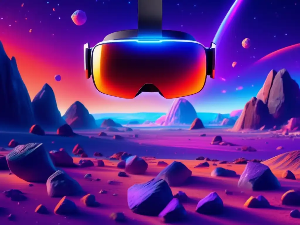 Headset de realidad virtual con paisaje de asteroides VR headset con paisaje de asteroides: aprendizaje experiencial con asteroides