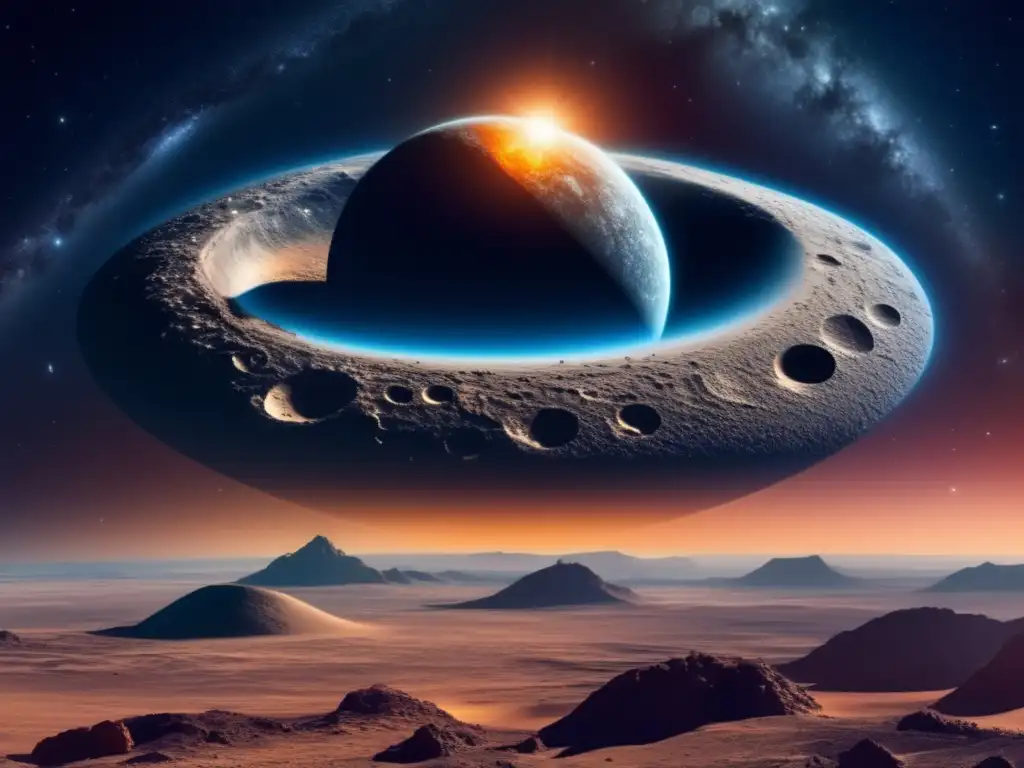 Paisaje cósmico con asteroide y estrellas Paisaje cósmico con asteroide: Tratado Espacio Exterior asteroides: derechos y restricciones