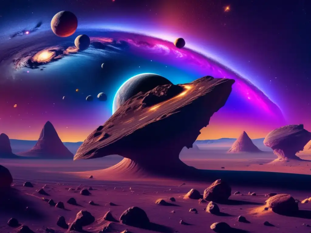 Majestuosos asteroides troyanos en el espacio Paisaje cósmico con asteroides troyanos: historia y mitología espacial