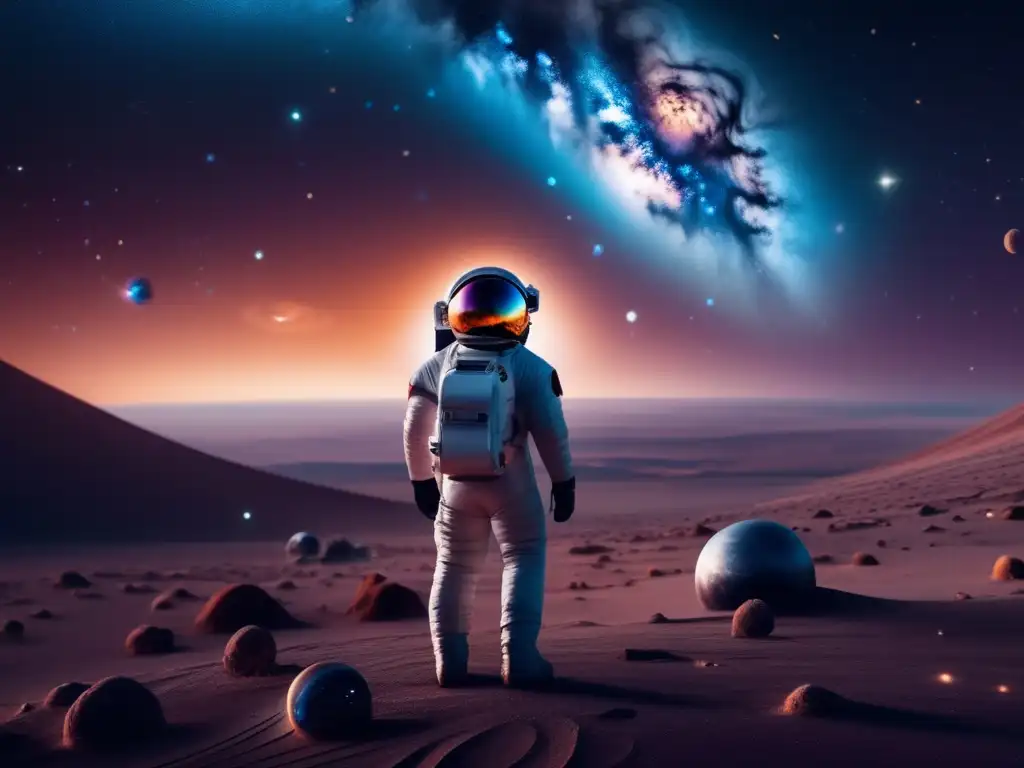 Cosmos infinito: Astronauta flotando en el universo Paisaje cósmico 8k: astronauta flotando en el espacio, galaxias, nebulosas, estrellas