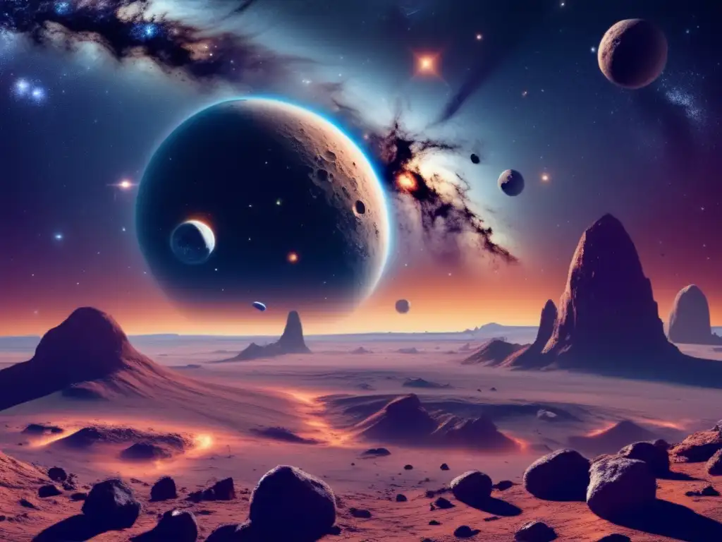 Paisaje cósmico estrellado con asteroides binarios: teorías de colisión cósmica
