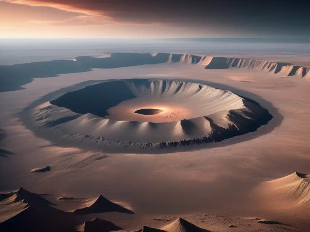 Paisaje impactante de cráter gigante Paisaje desolado con grandes cráteres causados por asteroides