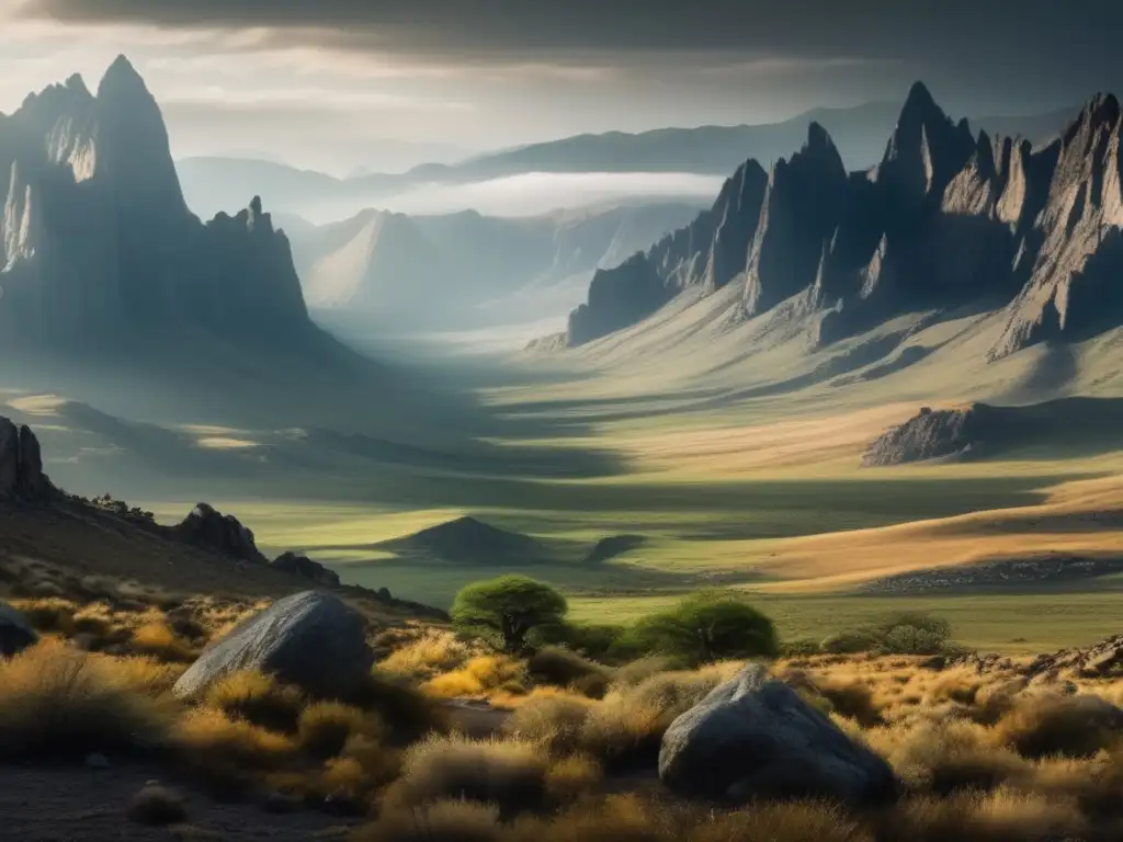 Paisaje remoto con estación solar Paisaje desolado con estación solar generadora de energía limpia, viabilidad energía solar espacial