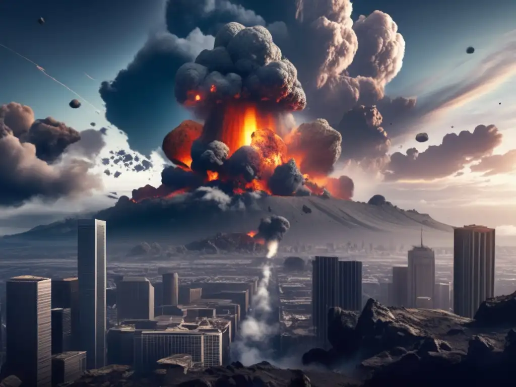 Paisaje postapocalíptico tras impacto de asteroide