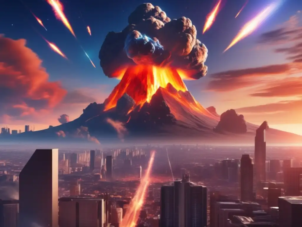 Asteroida masiva en colisión Peligro asteroides: colisión caótica y devastadora en la atmósfera terrestre