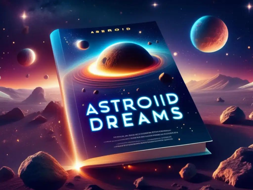 Portada hipnotizante del libro 'Sueños de Asteroides' Portada novela espacial: