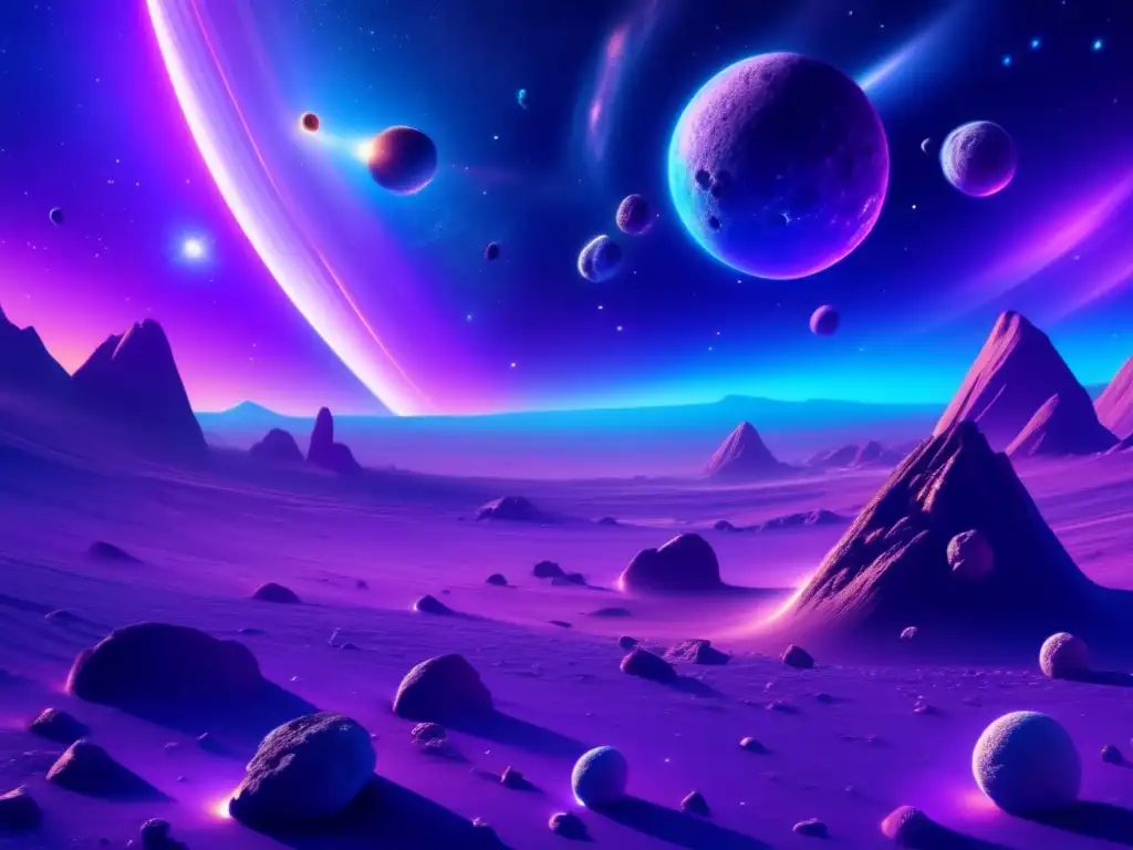 Paisaje cósmico con asteroides flotantes Portadas de novelas espaciales con asteroides