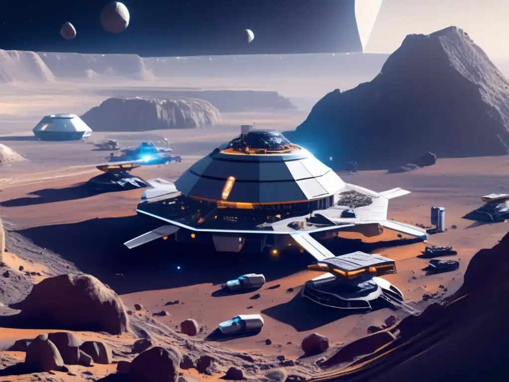 Potencial económico de los asteroides: colonia minera futurista en un asteroide con actividades mineras avanzadas