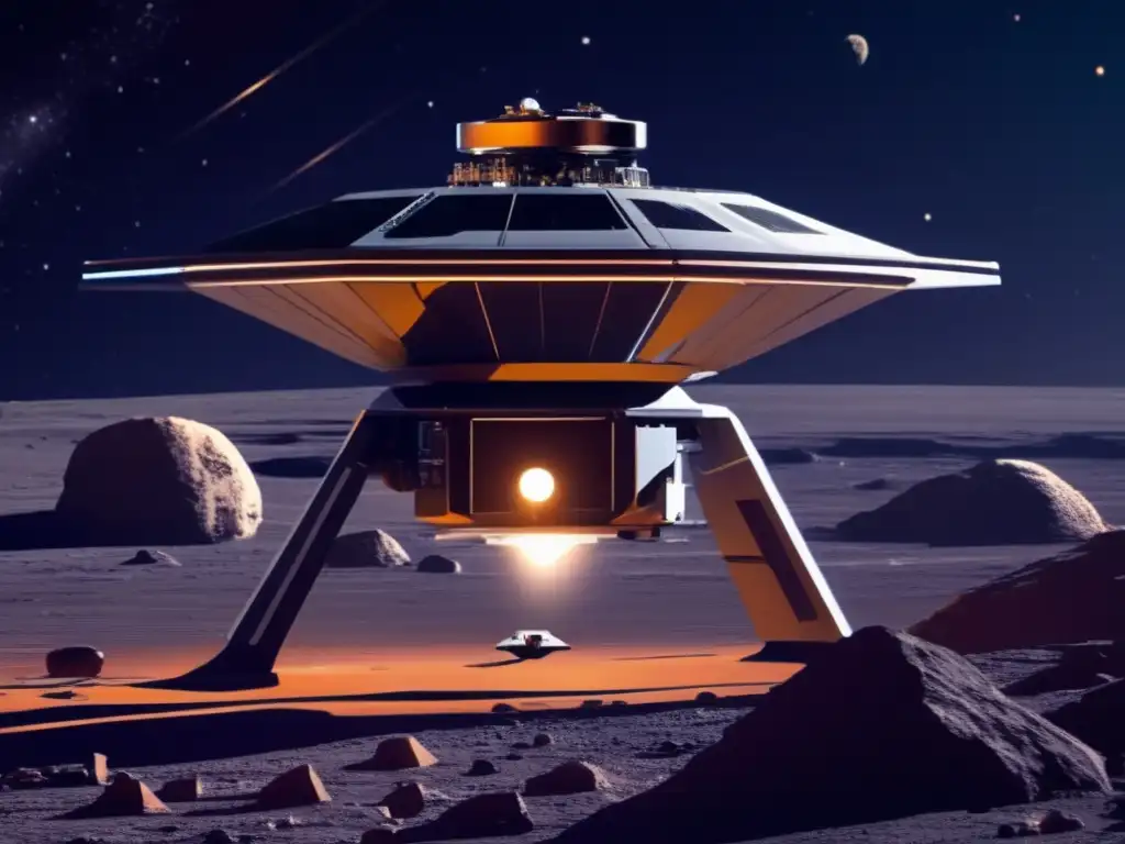 Potencial económico de los asteroides: sonda espacial explorando asteroide, ciencia y belleza celestiales