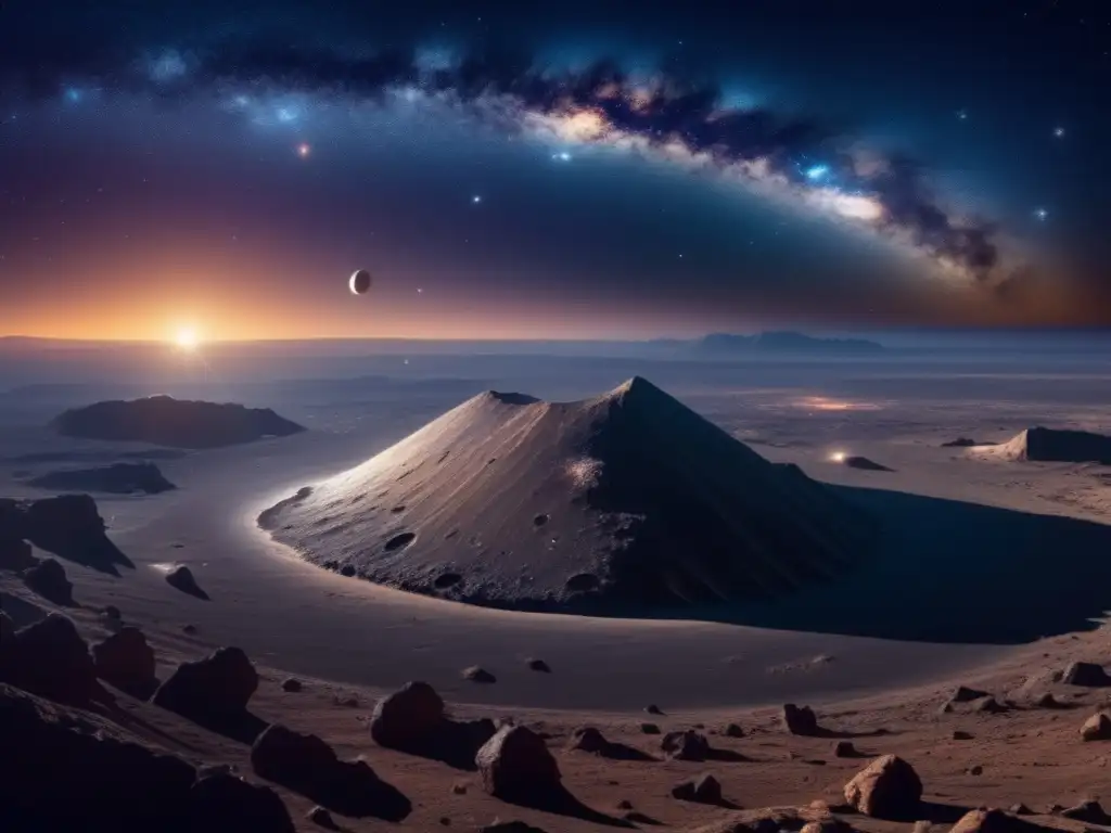 Predicciones de pasos cercanos NEOs: imagen impresionante del cielo nocturno con asteroides y científicos observando (110 caracteres)