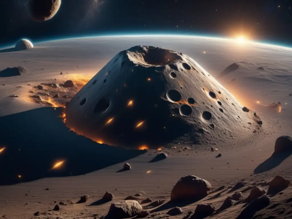 Asteroide Apophis en el espacio Preparativos para encuentro con Apophis: asteroide 8k, cráteres profundos, galaxias infinitas