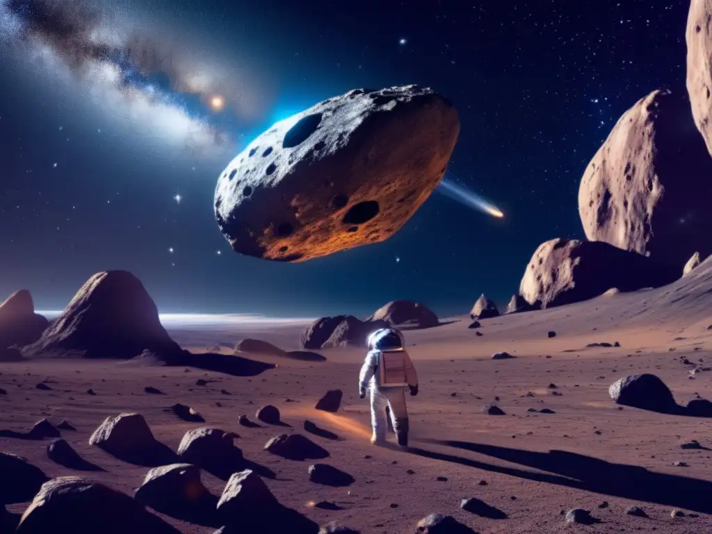 Proyectos de extracción de metales en asteroides: vista panorámica de un asteroide desolado en el espacio