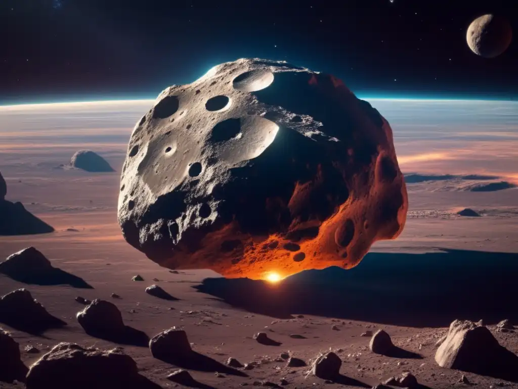 Impresionante asteroide en el espacio Recursos asteroides extracción infraestructura espacial