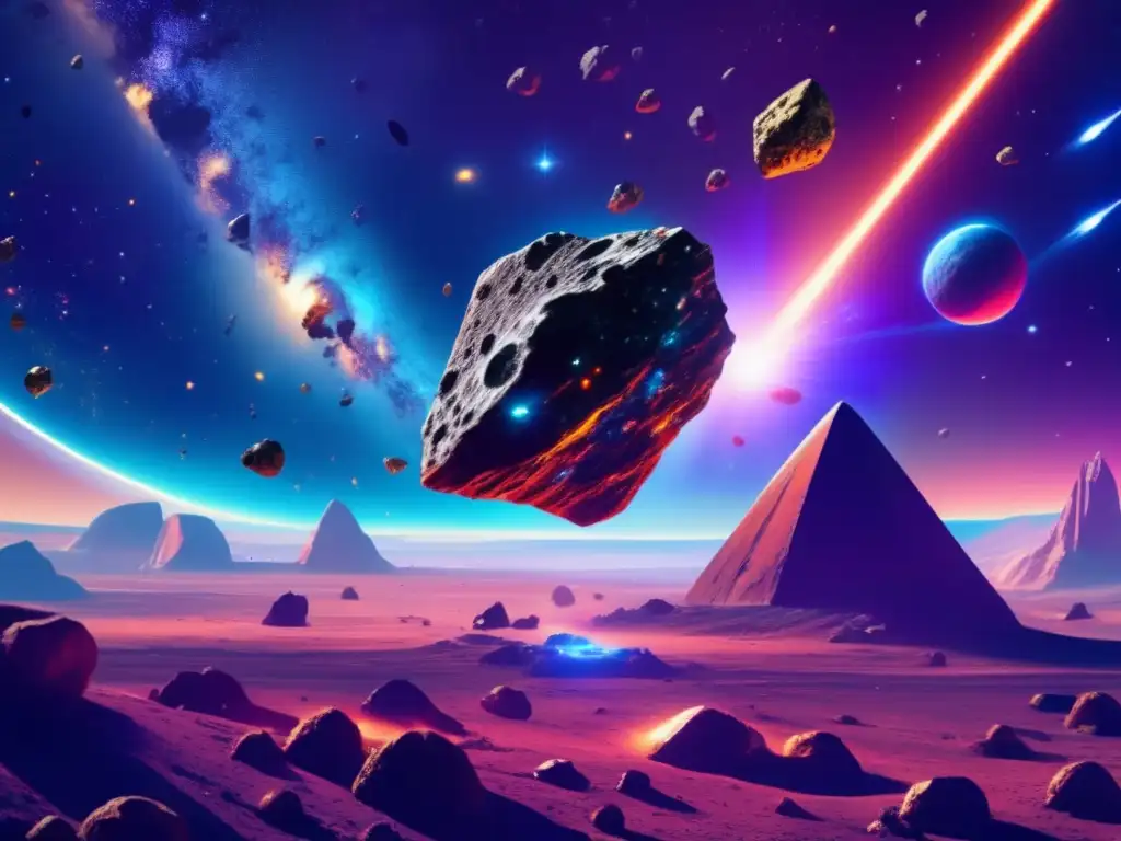 Exploración espacial: asteroides, nebulosa y nave minera Recursos infinitos en asteroides: Historias de asteroides redescubiertos