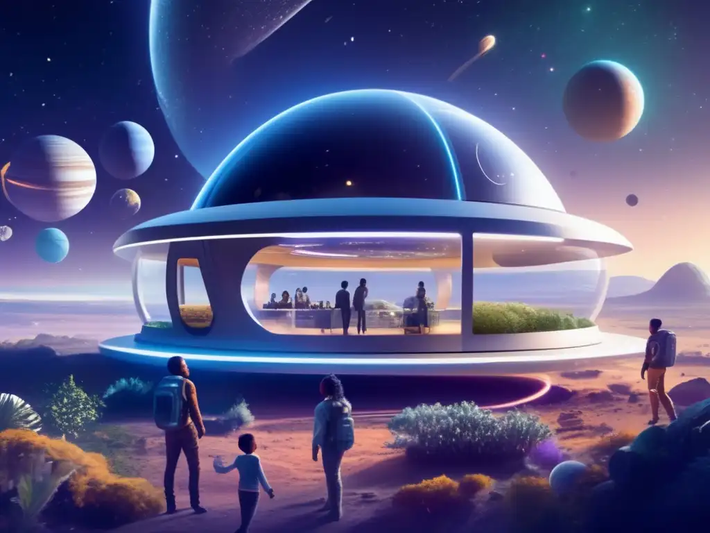 Refugio espacial futurista en el cosmos Refugios cósmicos: supervivencia humana en armonía con el cosmos