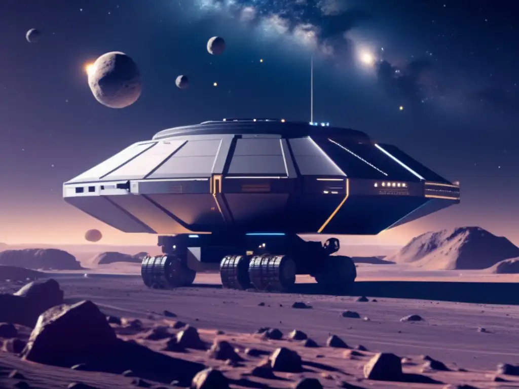 Futuro de la minería espacial Rentabilidad minería asteroides en una operación futurista de extracción de recursos en un asteroide